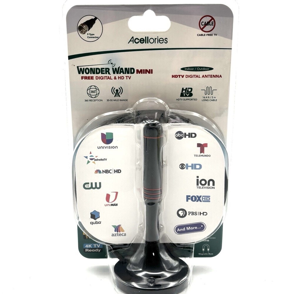 Acellories Wonder Wand Mini TV Digital Antenna 4K HDTV 1080P Magnetic Base